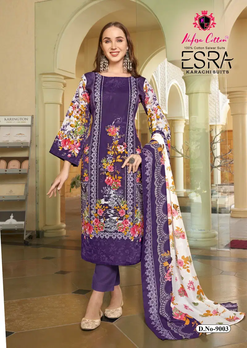 Esra Vol 9 By Nafisa Karachi Soft Cotton Printed Dress Material Online Wholesale